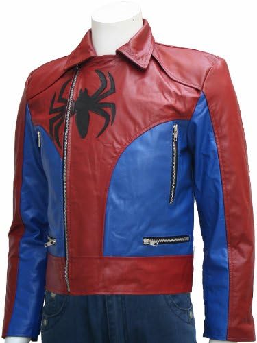 Xport Design's Men's Amazing Spider-Man Leather Fashion Biker Jacket, Large