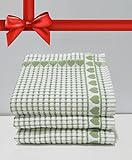 Kitchen Towels , Love Gift, Highly Absorbent, Low Lint, 100% Cotton Dish Towels, High Quality Check Print. Tea Towels, 19 X 31. Bleachable Towels From Roseberry Linen, (Green, 3 Pieces)