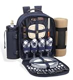 Picnic Backpack for 4 w/Blanket Colors: Navy