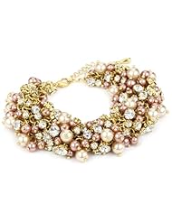 Nina Peony Blush Colored Glass Pearl and Crystal Bracelet