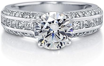 BERRICLE Sterling Silver 925 Round Cubic Zirconia CZ Engagement Wedding Ring Band