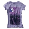 Girls' Purple Paris Short-sleeve Graphic Glitter Tee