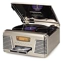 Crosley CR712 Autorama Turntable with CD Player and AM/FM Radio, Brushed Chrome