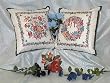Green and Peach Floral 16" Throw Pillow Set