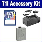 Canon EOS Rebel T1i Digital Camera Accessory Kit includes: KSD48GB Memory Card, SDLPE5 Battery, SDM-186 Charger