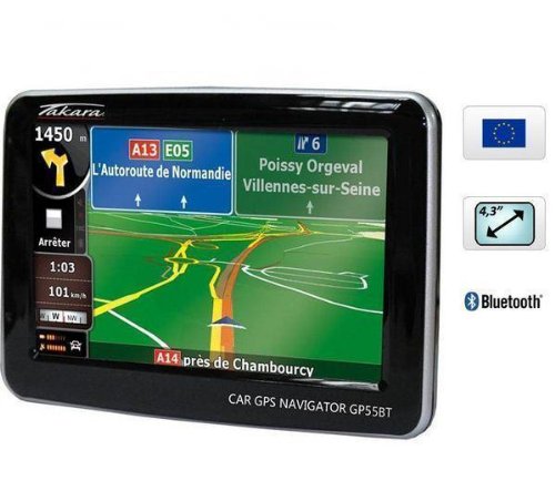 Takara GPS Europe Navigationssystem (11 cm (4,3 Zoll) Touchscreen-Dispay, 2GB interne Flash Memory, Bluetooth, TMC)