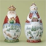 Set of 2 Santa Claus & Snowman Patrushka Doll Christmas Glitterdomes