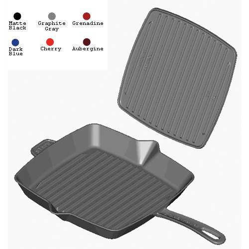 Staub American Square Grill 12 Inch and Press - Graphite Gray On Sale