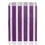 私の家族 25 个ストレートシャンクツイスト生分解性レトロ ストライプ ウェディング パーティー ペーパー食品お菓子甘いギフト袋バッグ - 紫
