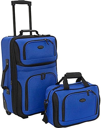 US Traveler Rio Two Piece Expandable Carry-On Luggage Set, Royal Blue