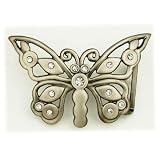 Perforated Rhinestone Butterfly Belt Buckle
