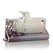ATC Lumsing Wallet Leather Case stand with Credit ID Card slot Holder Cover Pouch For iPhone 4 4S with free screen protector- Light Blue+Coffee+Beige