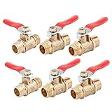 uxcell ボールバルブ ボール弁 1 / 4PT 13mm オス-メス レバーハンドル 黄銅製 6個入