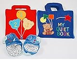 布絵本MY QUIET BOOKマイクワイエットブック　ベア ブルー&バルーンかずあそびブック　おまけ付きラトル入りルームシューズ ジョイフルギフトセット　知育