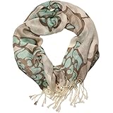 Women's Abstract Floral Art Fringed Scarf