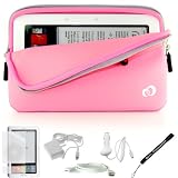 Slim High Quality Durable Glove Sleeve Cover Case with extra pocket Custom Made For Barnes & Noble Nook eBook Reader (RED) + Includes a 4-Inch eBigvalue Determination Hand Strap