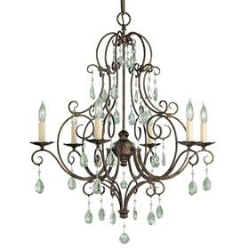Buy Murray Feiss F1902 6MBZ Chateau Six-Light Chandelier, Mocha Bronze with Prismatic Glass... by Murray Feiss now!