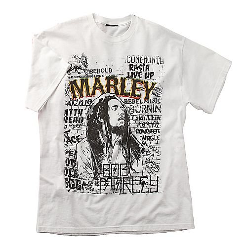 Zion Rootswear Bob Marley Graffiti T-Shirt WHITE MULTI Md