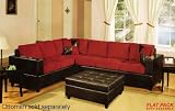 Bobkona Trenton 2-Piece Sectional Sofa with Accent Pillows, Red