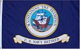Outdoor Living : Navy 'Retired-Still Serving' MILITARY Flag - 3 foot by 5 foot Polyester (NEW)