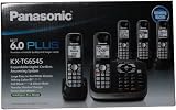 Panasonic KX-TG6545B DECT 6.0 PLUS Expandable Digital Cordless Phone with Answering System, Black, 5 Handsets
