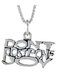 Sterling Silver DONT POSTPONE JOY Word Necklace, w/ 18 inch Box Chain