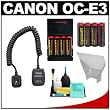 Canon Off-Camera Shoe Cord OC-E3 with (8) Rechargeable Batteries + Charger + Bounce Reflector for Speedlite 270EX, 430EX II & 580EX II Flash Units