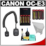 Canon Off-Camera Shoe Cord OC-E3 with (8) Rechargeable Batteries + Charger  ....