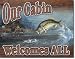 Our Cabin Welcomes All Bass Fishing Retro Vintage Tin Sign