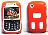 ULTRA PROTECTION PREMIUM 2 IN 1 WHITE THIN SILICONE SKIN WITH ORANGE RUBBERIZED SNAP ON HARD SKIN COVER CASE FOR BLACKBERRY CURVE 8520 / 8530 + PRE-CUT SCREEN PROTECTOR / GUARD