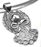 Sterling Silver Christmas Angel Winged Ornament Pendant