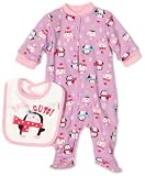 Gerber Baby-girls Newborn Snow Gals Sleep And Play with Bib, Lavendar, Newborn