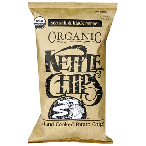 Kettle Organic Potato Chips Sea Salt & Black Pepper, 5-Ounce Bags (Pack of 15) by Kettle