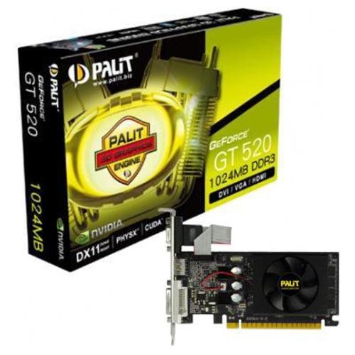 Palit XpertVision NVIDIA GT 520 Grafikkarte (PCI-e, 1GB DDR3 Speicher, Dual-DVI, VGA, HDMI, 1 GPU)