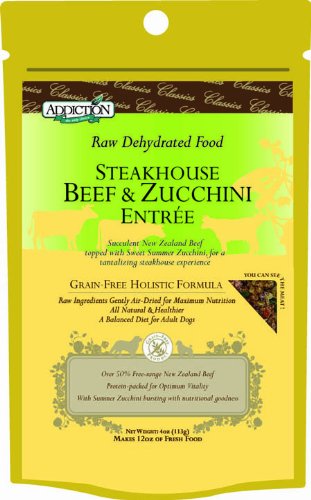 Addiction Raw Dehydrated Grain-Free Dog Food, Steakhouse Beef & Zucchini, 4oz
