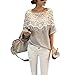 Weixinbuy Lady Lace Cape Collar Cutout Crochet Batwing Sleeve Tops Blouse L