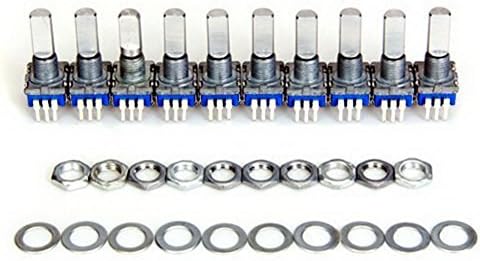 HKWX 12mm Rotary Encoder Switch with Keyswitch 20 Position Pack of 10, Silver&amp;Blue