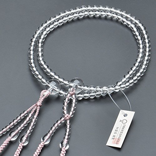 滝田商店ブランド 数珠 日蓮宗 本式数珠 【女性用】本水晶 8寸 正絹華梵天房◆京念珠・本連数珠・二輪数珠・法華・正式数珠【滝田商店発行 京念珠製造師製作証明書付】