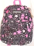 Jansport Superbreak Backpack Black Big Pink Stars