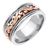 Beverly Diamonds Rose-and-white-gold MENS 14K 2-TONE WEDDING BAND RING