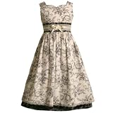 Bonnie Jean Girl PLUS SIZE IVORY BLACK TOILE PRINT LACE TRIM Special Occasion Wedding Flower Girl Party Dress-12.5 BNJ-1482B-B81482