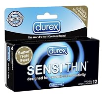 Durex Sensi-thin Lubricated Premium Condoms,12 Condoms(Pack of 2)