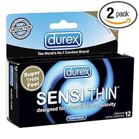 Durex Sensi-thin Lubricated Premium Condoms,12 Condoms(Pack of 2)