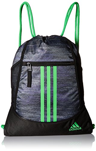adidas Alliance II Sackpack, Macro Heather Black/Shock Lime, One Size