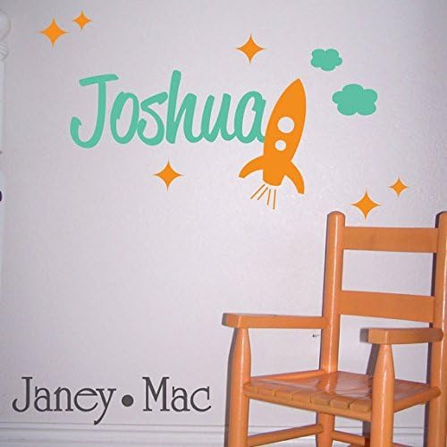 Rocket Wall Decal with Custom Name - Vinyl Rocket Outer Space Vinyl Wall Art Room Decor Sticker - CM102
