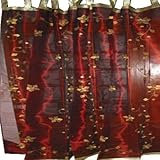 IMAGE OF Drapes-2 Organza Maroon Embroidered Gold Bell Sari Curtains Drapes Panel 92