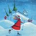 Lunch Servietten - Weihnachtsmann auf Ski 33 x 33cm