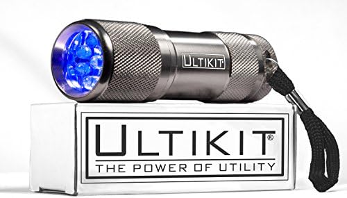 ULTIKIT® UV Ultraviolet Blacklight Flashlight (Silver Color) - 9 High Power LEDs