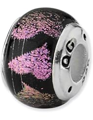Sterling Silver Pink/Purple Hearts Dichroic Glass Charm Bead Fits Pandora Chamilia Biagi Bracelet