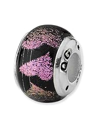 Sterling Silver s Pink/purple Hearts Dichroic Glass Bead by Reflection Beads, Best Quality Free Gift Box Satisfaction Guaranteed